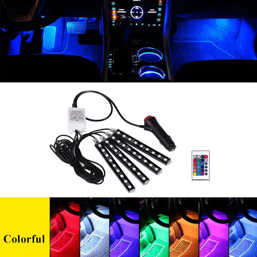 Автомобильная светодиодная лента RGB 4*9 шт. SMD 5050 10 Вт интерьерная декоративная