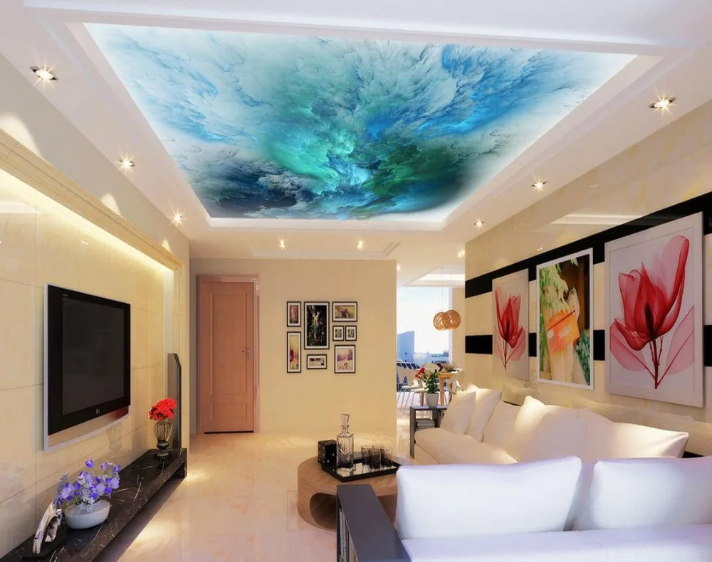 Clouds flowing color ceiling frescoes photo wall murals wallpaper 3d | Обустройство дома