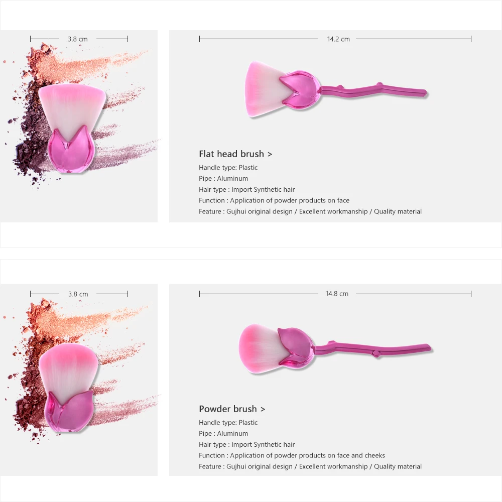 Розовый цветок форма пламени pro 6 шт кисти для макияжа набор румян с косметической