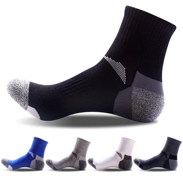 each color one pair 5 пар мужские коттоновые Носки спортивные Носки подкрепление дизайн для пятки ног Баскетбол Носки calcetines hombre сжатия Носки - Цвет: each color one pair