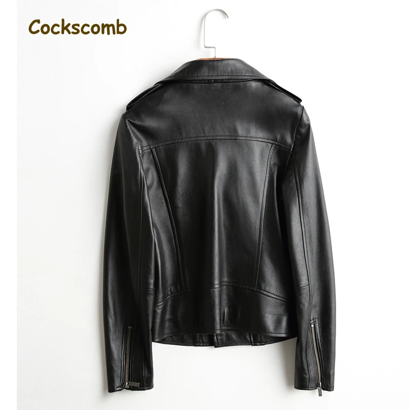 Женская кожаная куртка из овечьей кожи с отложным воротником|designer jackets women|jacket brand