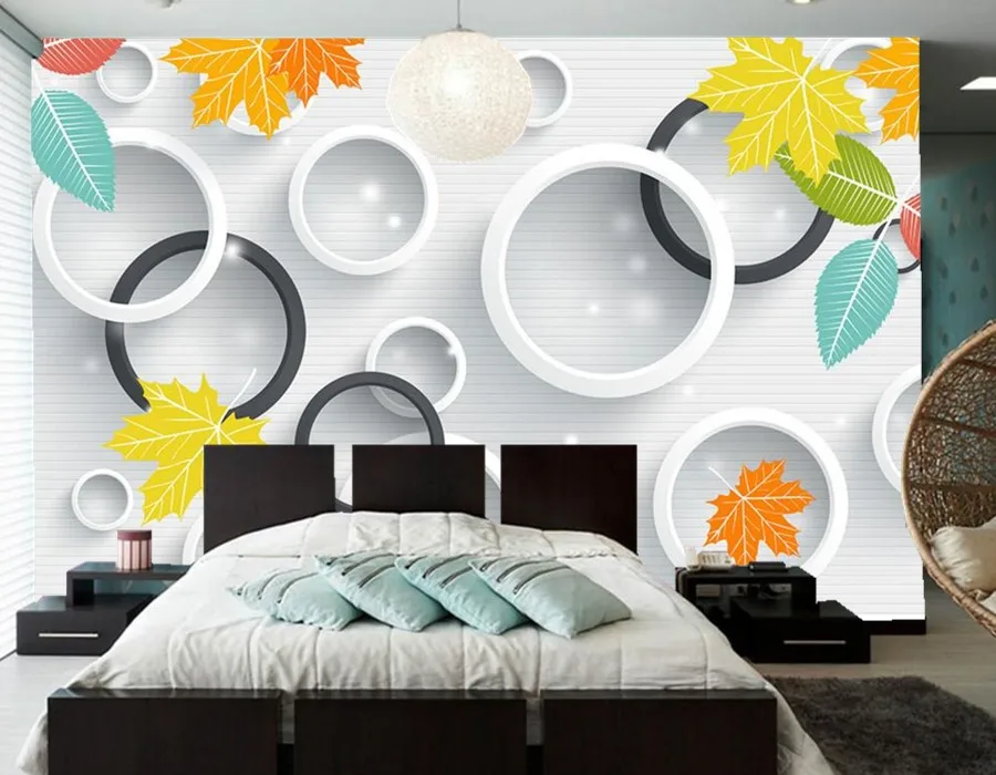Большие фрески на заказ свежие и элегантные современные 3D обои с круглыми
