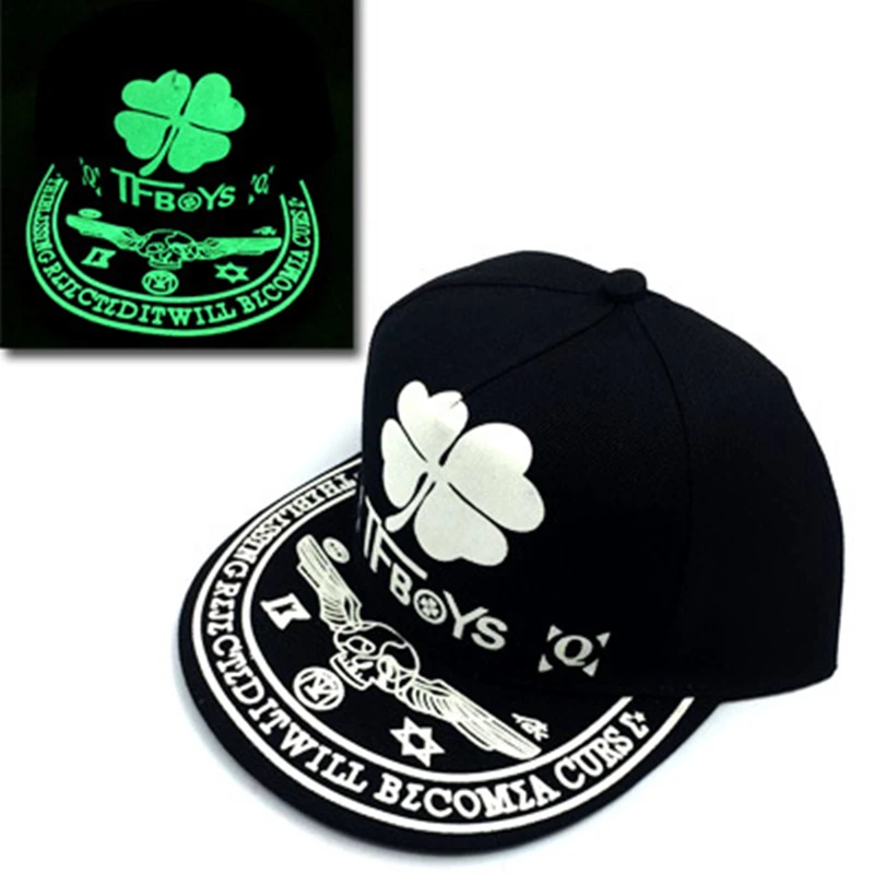 XFVSWUNHI EXO fluorescent hat tfboys couple hip hop cap men's flat along the luminous baseball Green K-POP street dance hats |