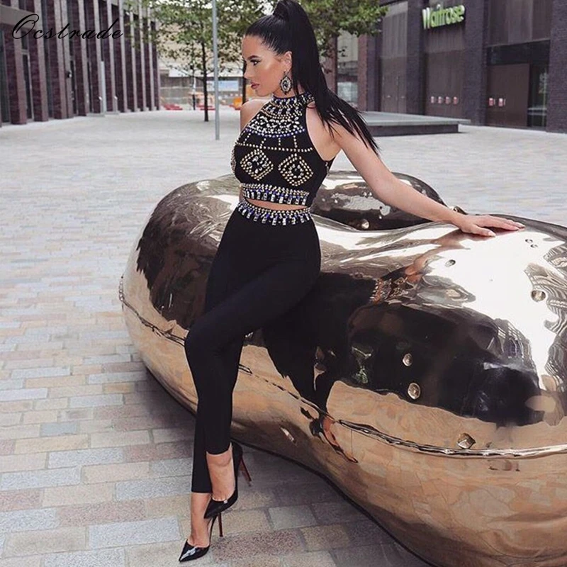 Ocstrade Черный без бретелек рукавов 2 шт бисерные горячие продажи бандажные