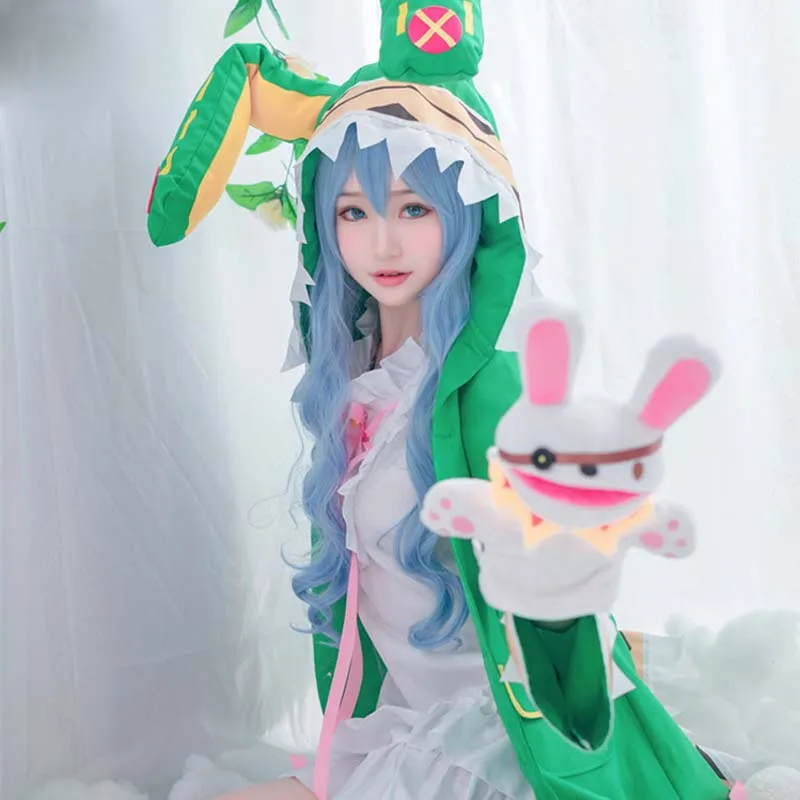 Coshome Date Live Yoshino Косплей костюмы W зеленое женское пальто с капюшоном для девочек