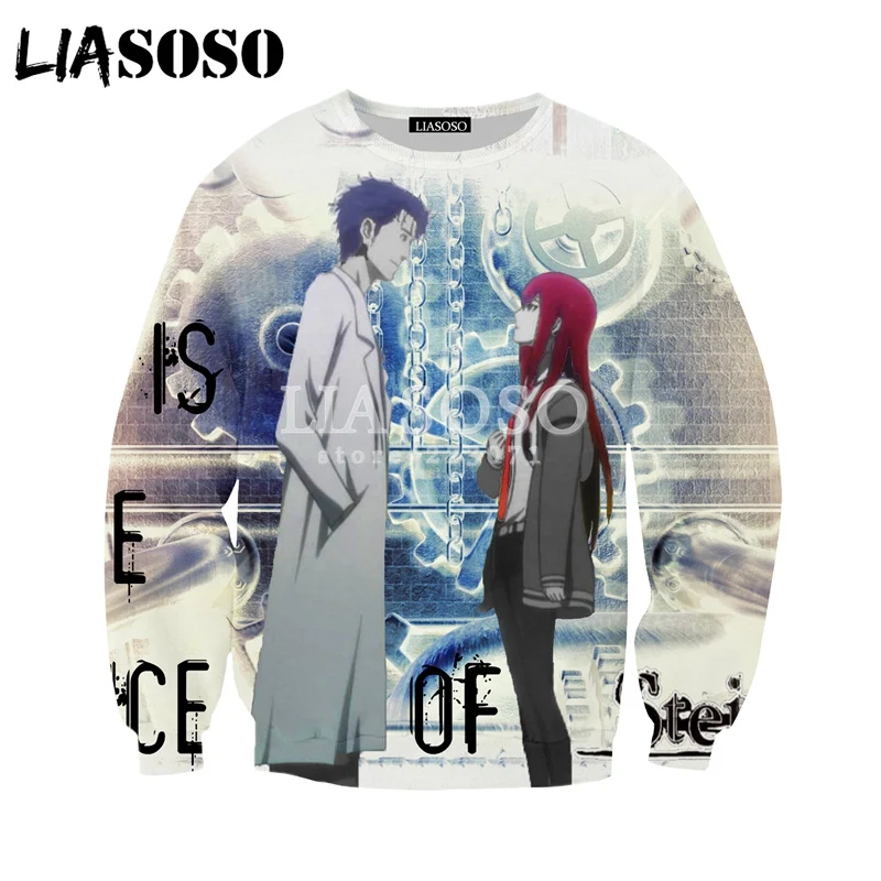 LIASOSO Осень Новые мужские и женские толстовки с 3D принтом аниме steins Gate Толстовка Harajuku топ с длинными рукавами круглый вырез пуловер A045-04 - Цвет: 11