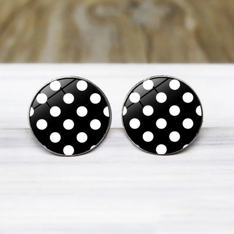 8 цветов круглые стеклянные серьги в горошек кабошон гипоаллергенные ювелирные