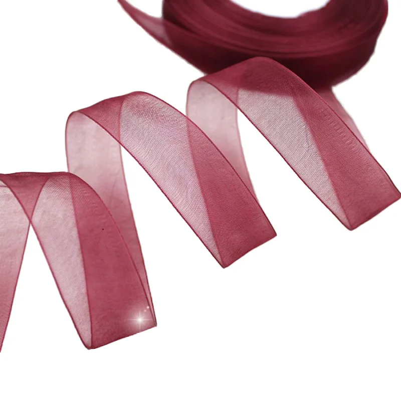 

(50 yards/roll) 3/4'' (20mm) Wine Red organza ribbons gift wrapping decoration Christmas ribbons
