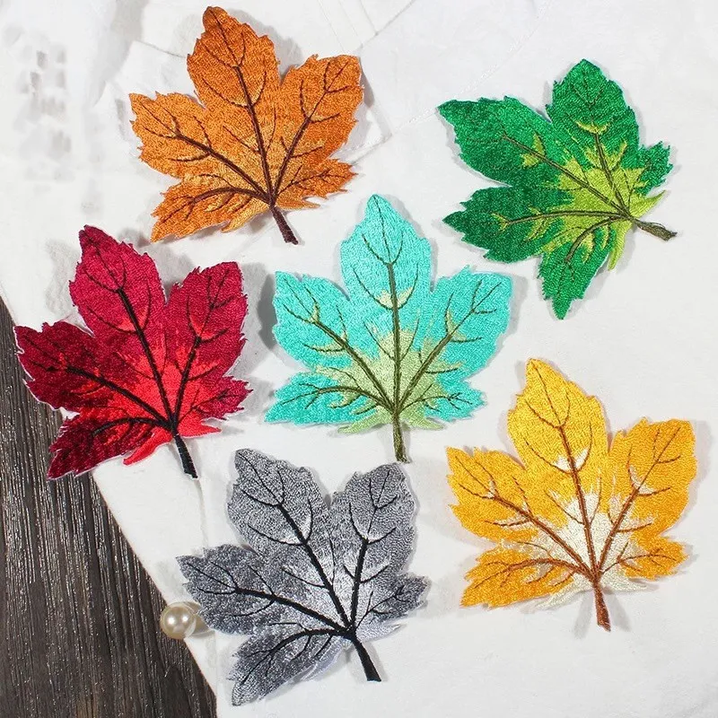 1 шт. кленовый лист патч для приклеивания утюгом аппликация с вышивкой патчи