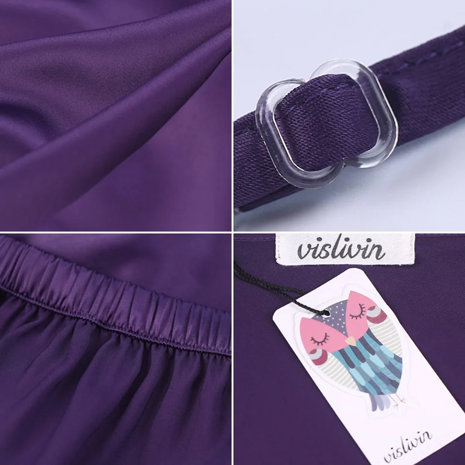 Vislivin длинные штаны + топы Двойка Для женщин пижамы комплект бесплатная доставка