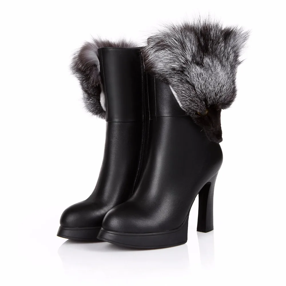 Женские ботильоны из коровьей кожи с круглым носком на квадратном каблуке