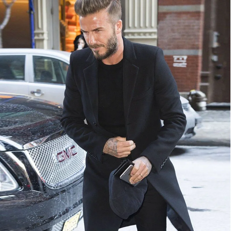 Мужское длинное шерстяное пальто Beckham тонкая ветровка на заказ|wool slim coat|male long coatwool