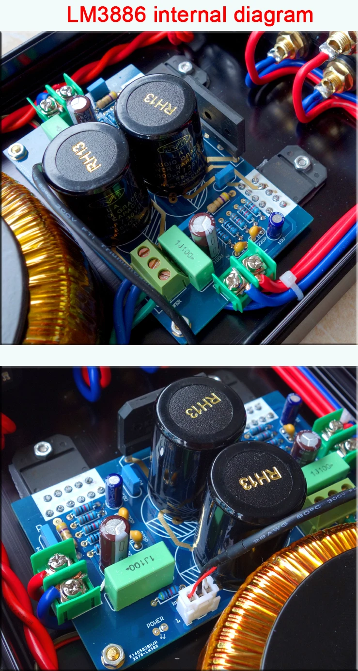 Классический черный золотой памятный выпуск LM1875 / LM3886 готовый усилитель 68W * 2|finished