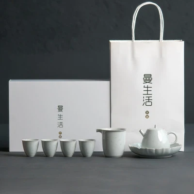 WIZAMONY SET Wizamony 7 шт. дорожная сумка китайский чайный набор кунг-фу Gaiwan Чайник Чай чашки ярмарка кружка Чай комплекты Ash gray Для Подарочный пуэр посуда для напитков - Цвет: WIZAMONY SET