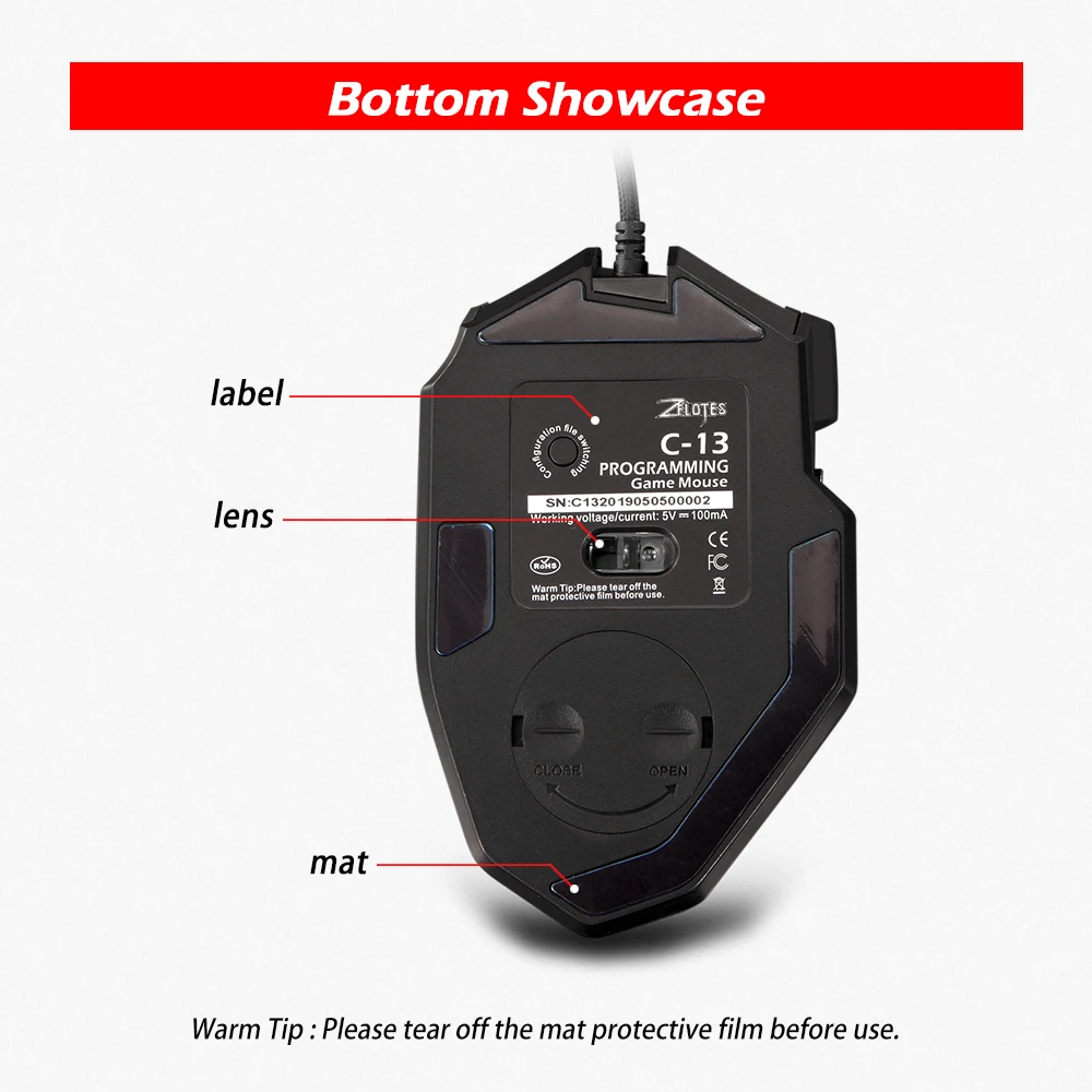 ZELOTES C-13 Проводная USB 10000 dpi оптическая игровая мышь 12 программируемых кнопок компьютерная игровая мышь 5 регулируемых dpi 7 светодиодный фонарь