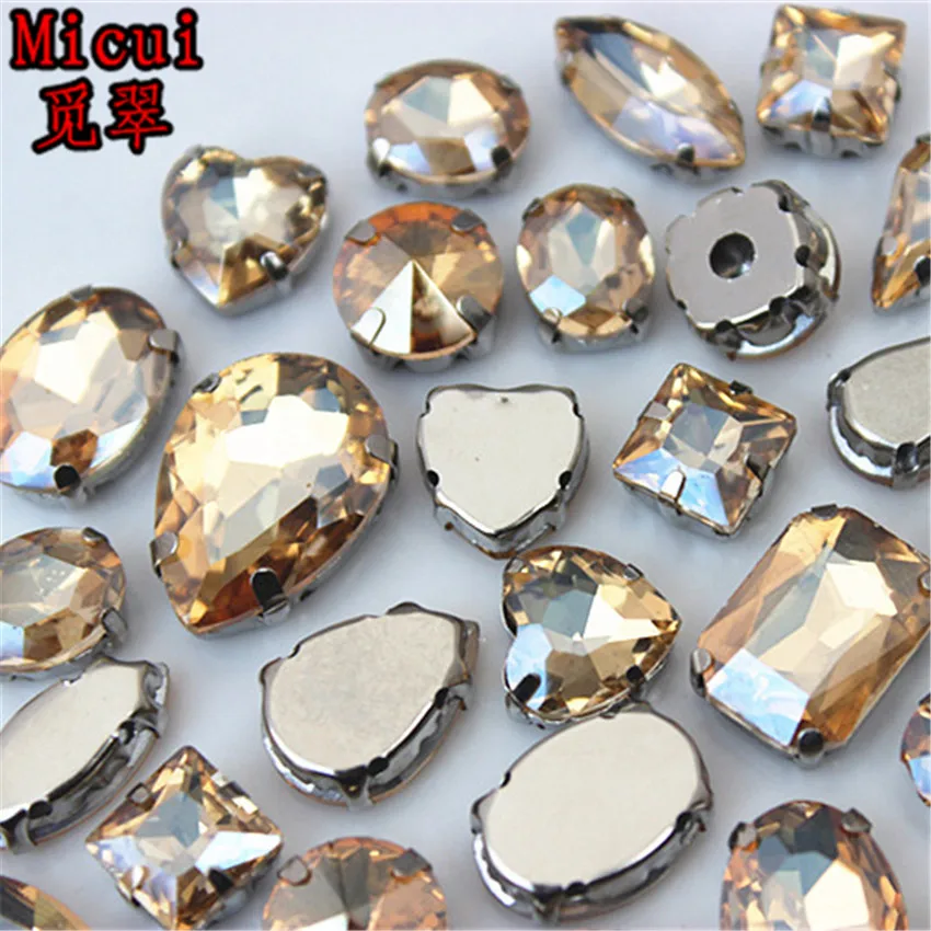 Micui 50 шт. Стразы смешанной формы кристалл Пришивные с когтями Diy Красочные камни для платья стеклянные стразы для одежды ZZ1000