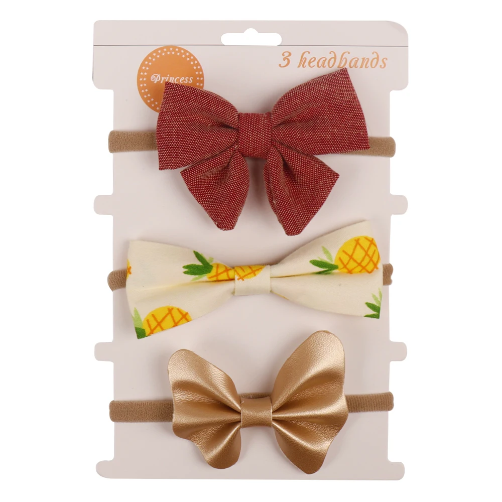 

3Pcs/set Bow Baby Headbands For Girls Handmade Swallowtail Nylon Elastic Baby Headband Hairband Flower Newborn Hair Accessories