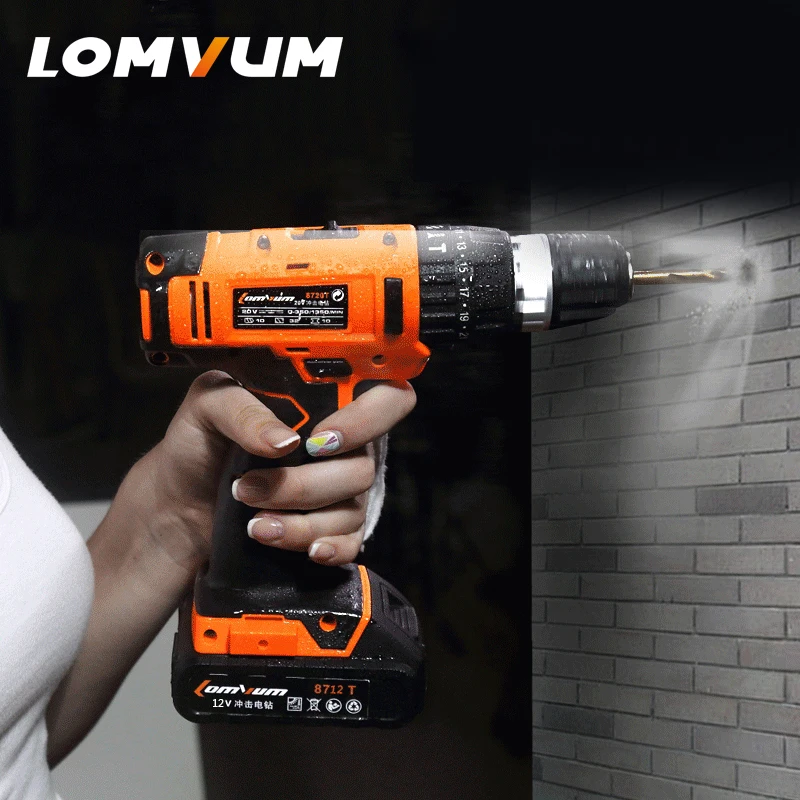 LOMVUM 12V перезаряжаемая литиевая/батарея электрическая бытовая отвертка
