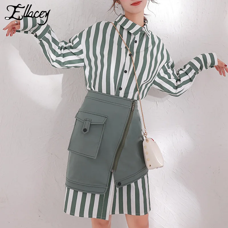 Женская длинная рубашка Ellacey костюм из 2 предметов новинка весны 2019 Корейская