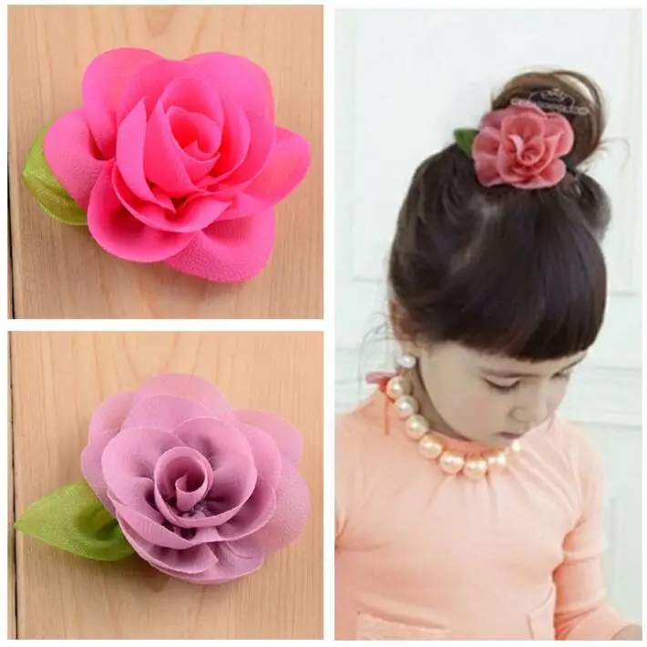 100 шт Бесплатная доставка ручной работы с шифоновым цветком заколка для волос