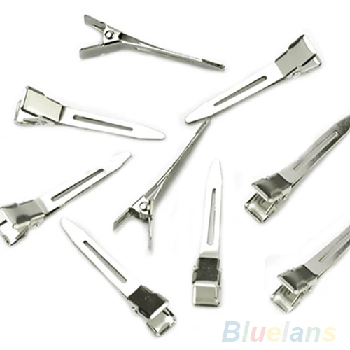 Лидер продаж 50 шт. серебристые плоские металлические зажимы для волос с одним