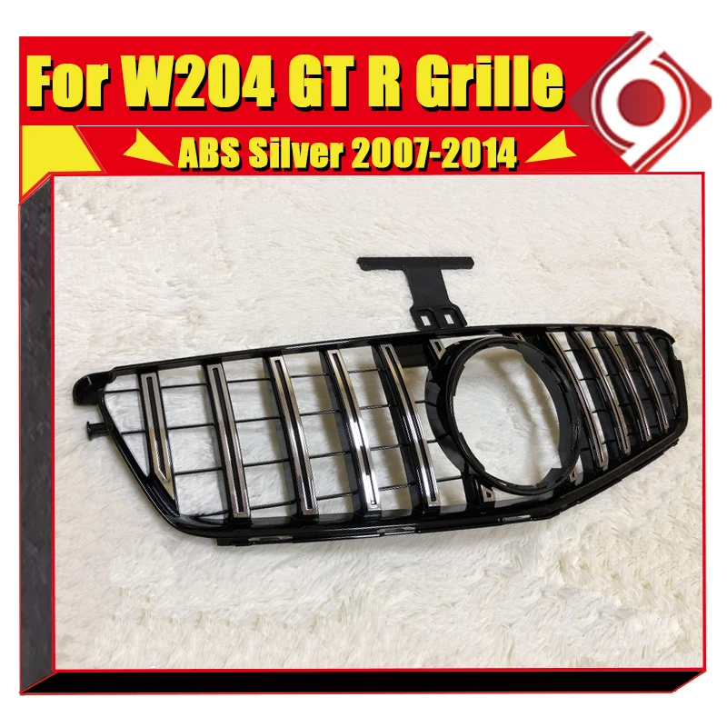 Спортивная решетка-гриль C Class W204 C63 серебристая и хромированная грили для