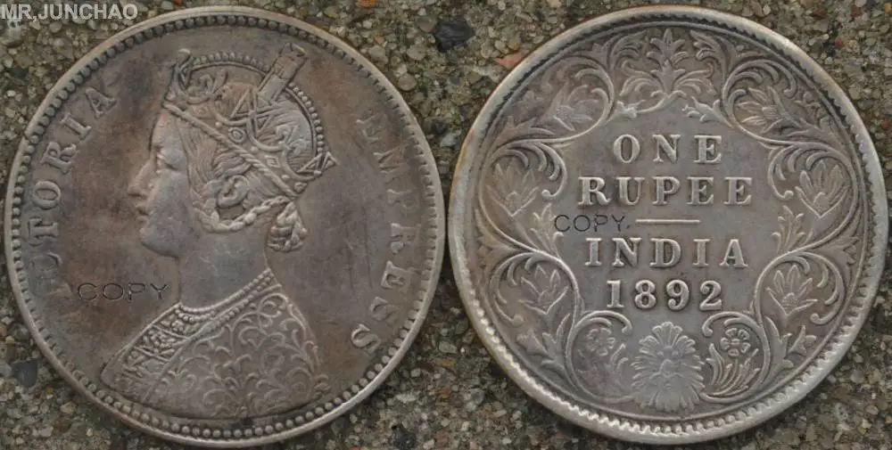 Британская Индия 1892 Серебряная Королева Виктория одна рупия копии монет | Дом и