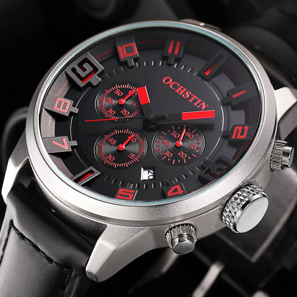 Часы мужские кварцевые с хронографом на кожаном ремешке|watch brand|watch fwatch fashion |