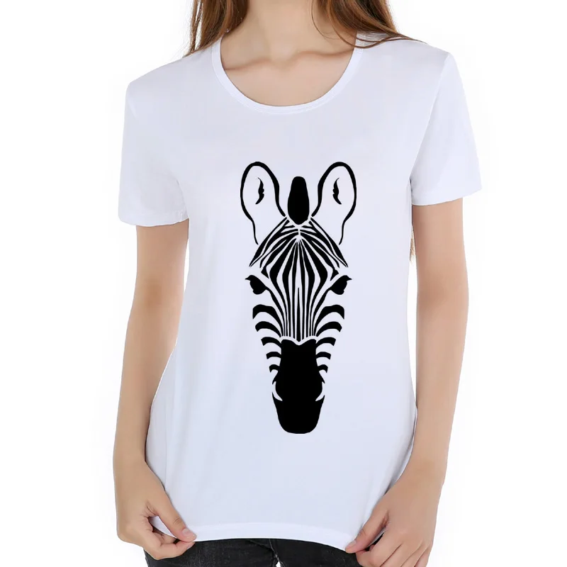 Перо zebra принт Для женщин Повседневное Лето Harajuku короткий рукав Футболка Девушка