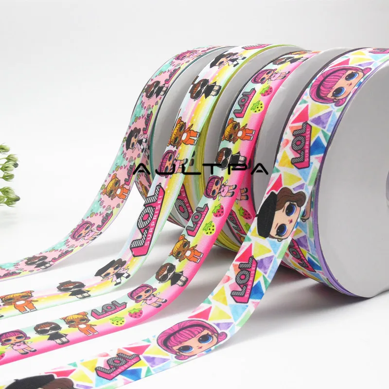 

300Yards 3.8mm Width Cute Cartoon Printed Grosgrain Ribbons Gift Packaging DIY Handmade Materials Birthday Decoration