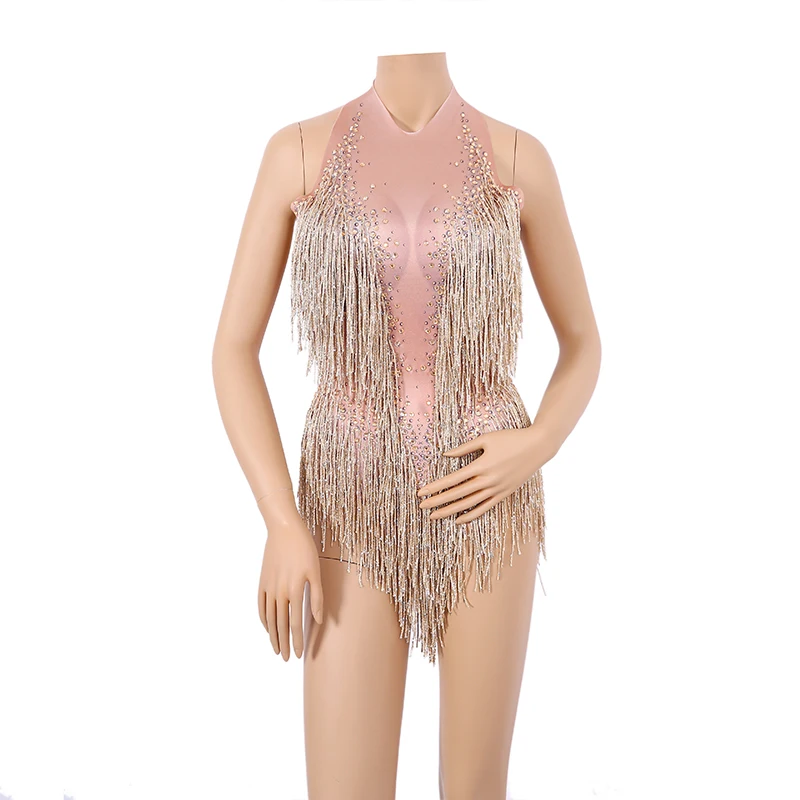 Christia Bella Bling Стразы с кисточками Боди женские сценические костюмы Сексуальная