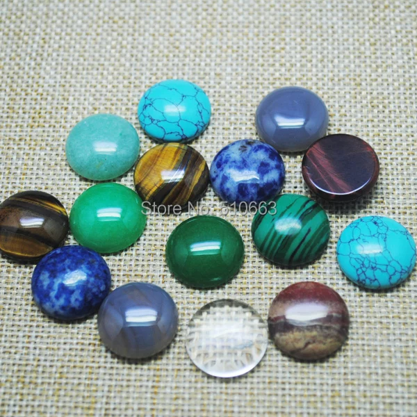 

10 Pieces / Lot, Nature Stone Cabonchon DIY beads Accessories Coin Shape Mix Colors Size 20mm