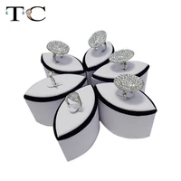 organizer mannequin portable black white leather flower shape ring stand holder rack case for silver jewellery display case