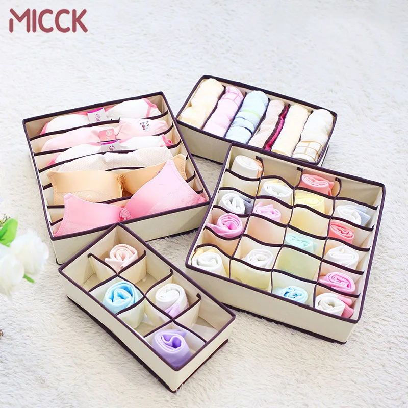 MICCK 4 шт., нетканый органайзер для нижнего белья, коробка для хранения, складные Галстуки, носки, бюстгальтер, ящик для шкафа, органайзер, сепаратор, контейнер для хранения