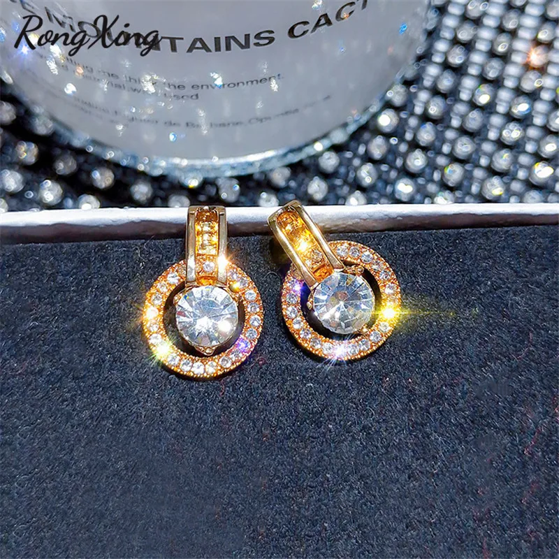 Изысканные круглые висячие серьги RongXing с кристаллами Стразы для женщин