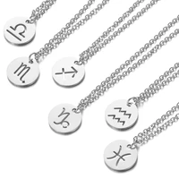 fashion zodiac choker necklace 316l stainless steel women constellations silver color never fade hollow out 12 signs gifts