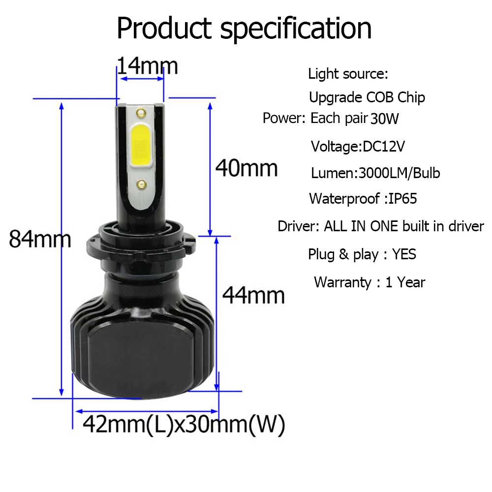 Автомобильная фара YAMYFF D2S D1S светодиодный ные лампы LED D3S D4S 12 в 30 Вт 6000 лм COB