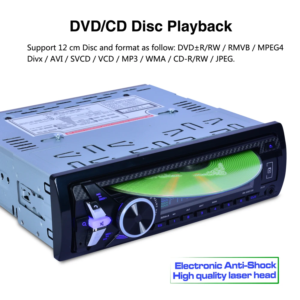 Автомобильный DVD плеер 8823B 7388IC 12 В FM Радио Аудио Bluetooth приемник CD VCD WMA MP3 SD/USB 4*52 Вт