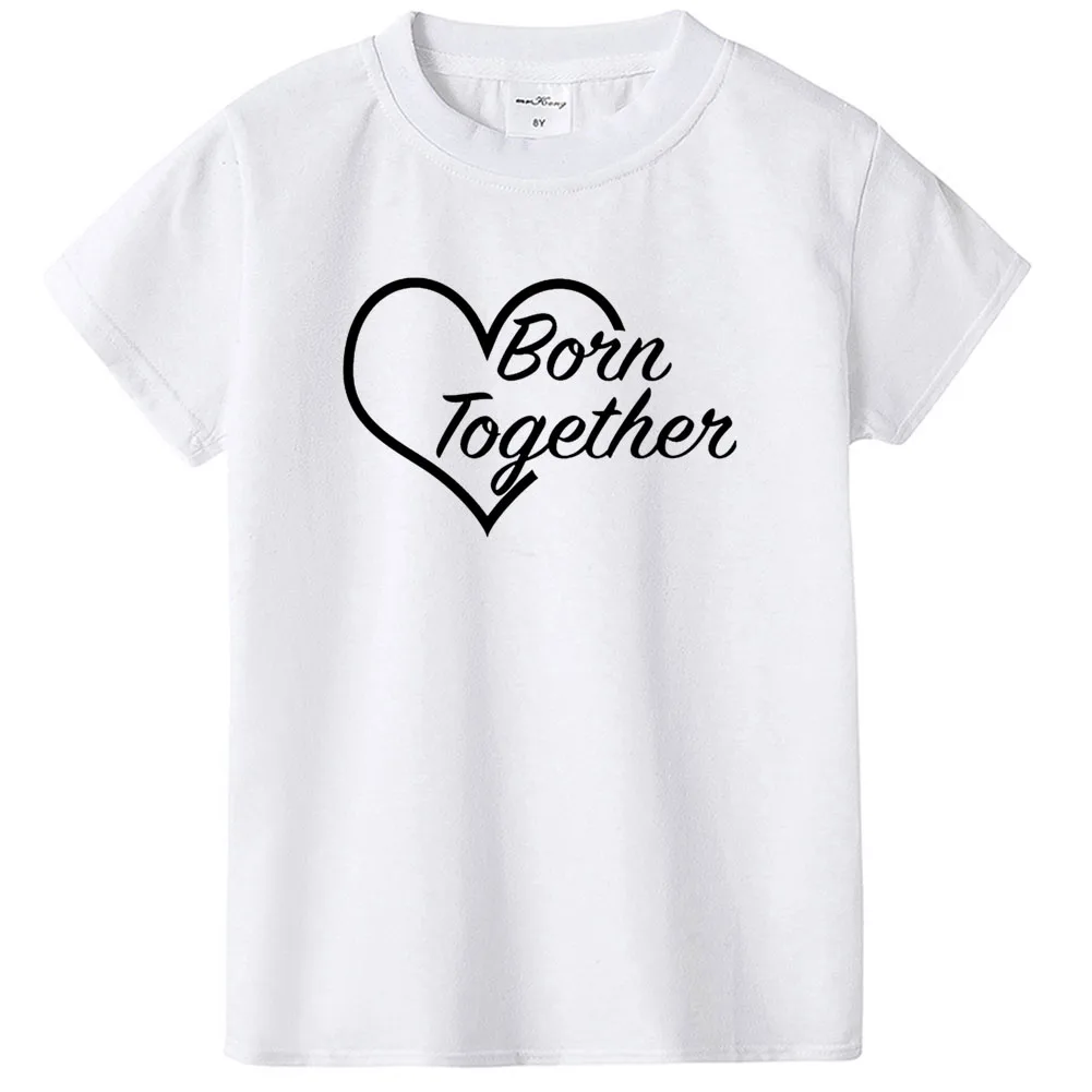 Футболка детская с коротким рукавом рубашка надписью Born Together & Friends Forever White топ