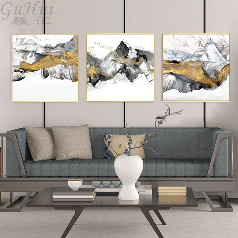 

Abstract Ink Canvas Paintings Chinese Black Yellow White Poster Print Nordic Wall Picture For Living Room Home Office Decoration