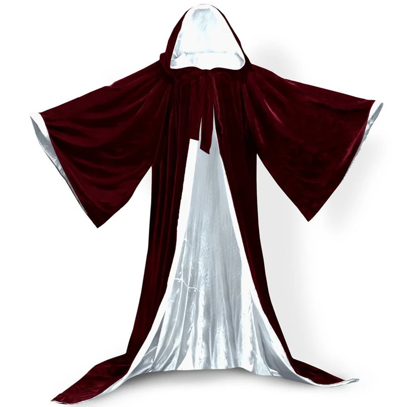 Long Sleeve Velvet Halloween Hooded Cloaks Winter Bridal Capes Warm Christmas Floor Length Wedding shawl cloak Wrap | Свадьбы и