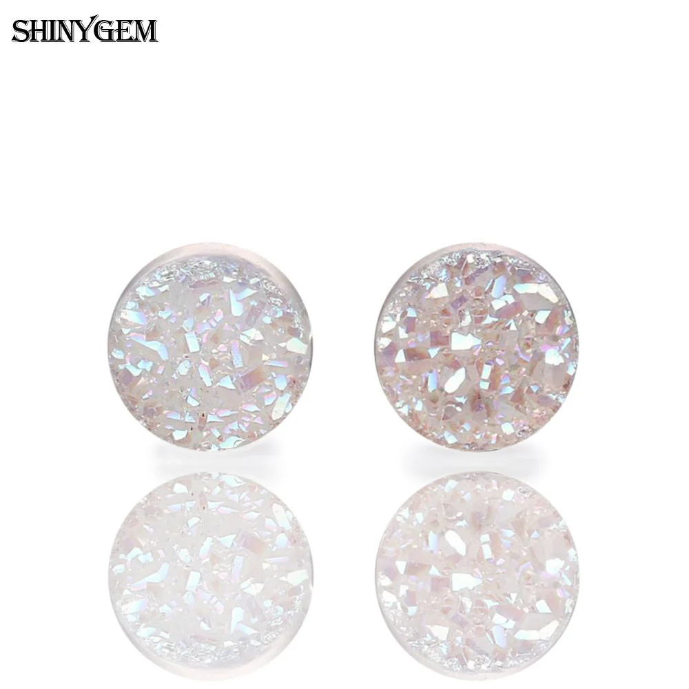 ShinyGem 4 мм круглые серьги со стразами трендовые серьги-гвоздики из натурального камня с кристаллами 925 пробы серебряные серьги-гвоздики для женщин - Окраска металла: Opal White