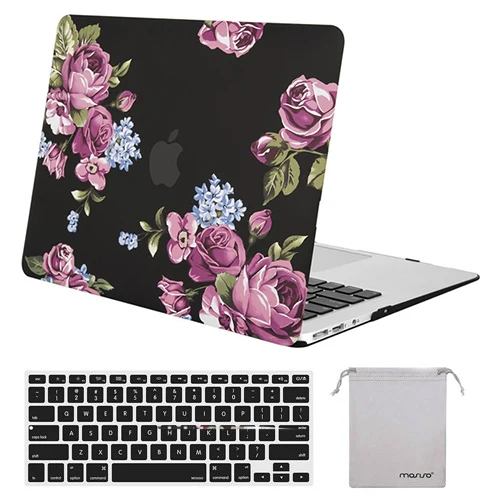 Black Peony Твердый Мраморный чехол Mosiso для Macbook Pro 13 retina 2013, чехол для MacBook Air 13,3+ силиконовый чехол для клавиатуры - Цвет: Black Peony
