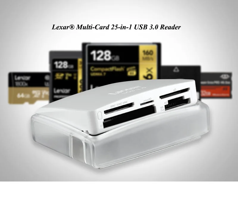 Lexar High Скорость USB 3,0 кард-ридер Профессиональный Мульти Функция нескольких карт 25-In-1 micro SD карт CF M2 TF XD кард-ридер
