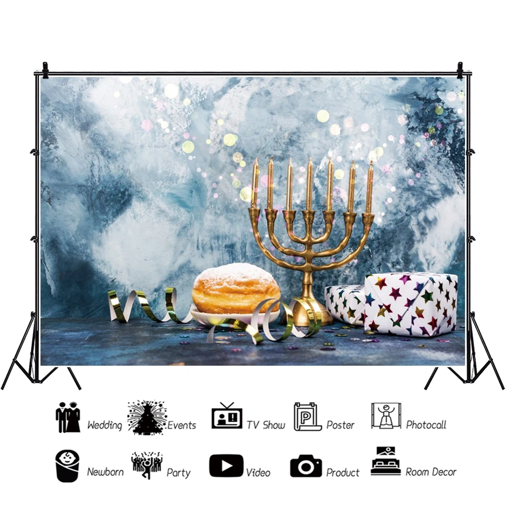 Laeacco Happy Hanukkah Chanukah фестивали вечерние Menorah свечи хлеб цементный настенный плакат