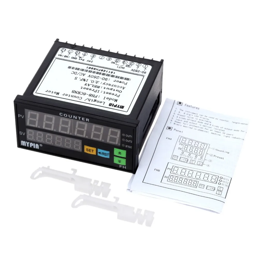 Многофункциональный 6 цифровой светодиодный дисплей счетчик 90 ~ 265 V AC/DC