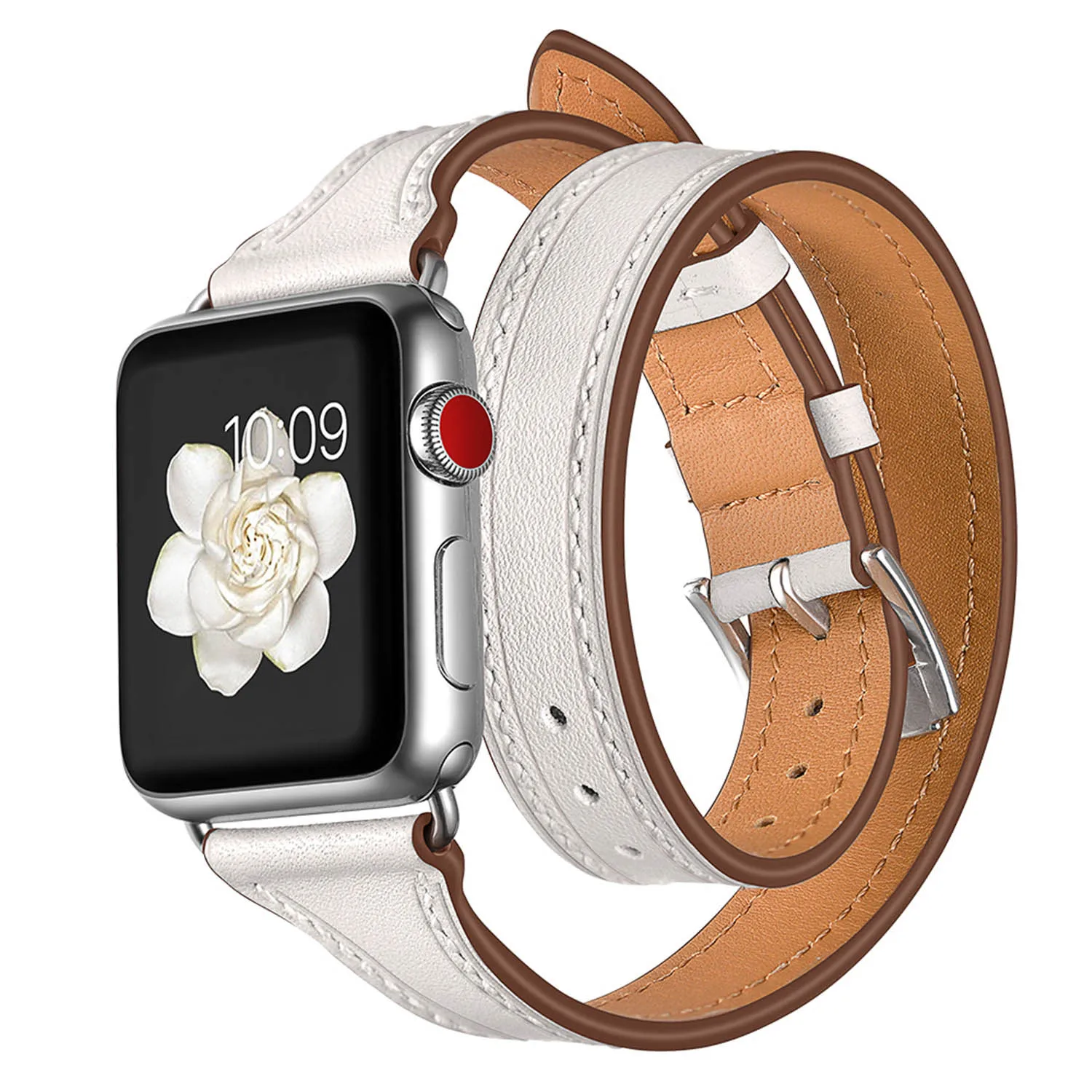 Тонкий ремешок из натуральной кожи для Apple Watch Series 5 4 Band 44 мм 40 iWatch 3 2 1 42 38 двойной