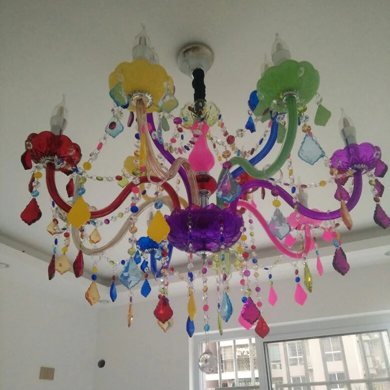 Romantic Cafe Chandelier Color KTV Bar Crystal Lighting Clothing Store Beauty Salon Girl Bedroom | Лампы и освещение