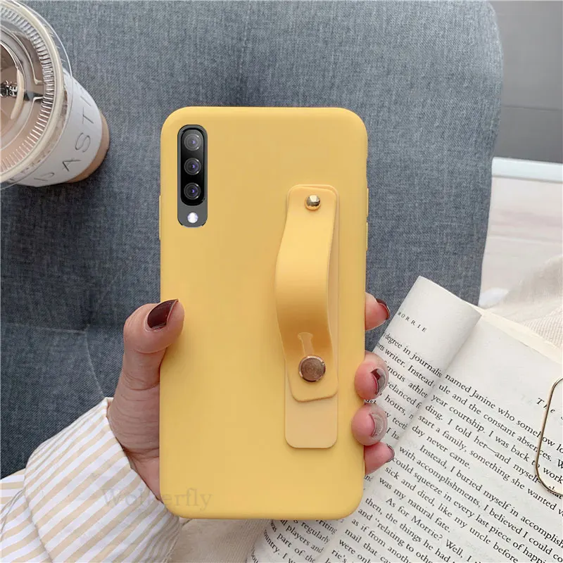 Ручной силиконовый браслет чехол для samsung galaxy a50 a30 a60 a70 a40 a20 a10 a40s M40 m30 m20 m10 браслет на запястье держатель телефона мягкая обложка - Цвет: Hand Band Yellow