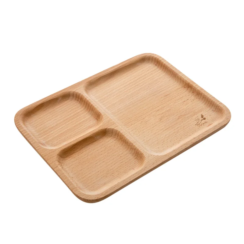 Буковый поднос для чая большие деревянные столовые приборы тарелка завтрака с